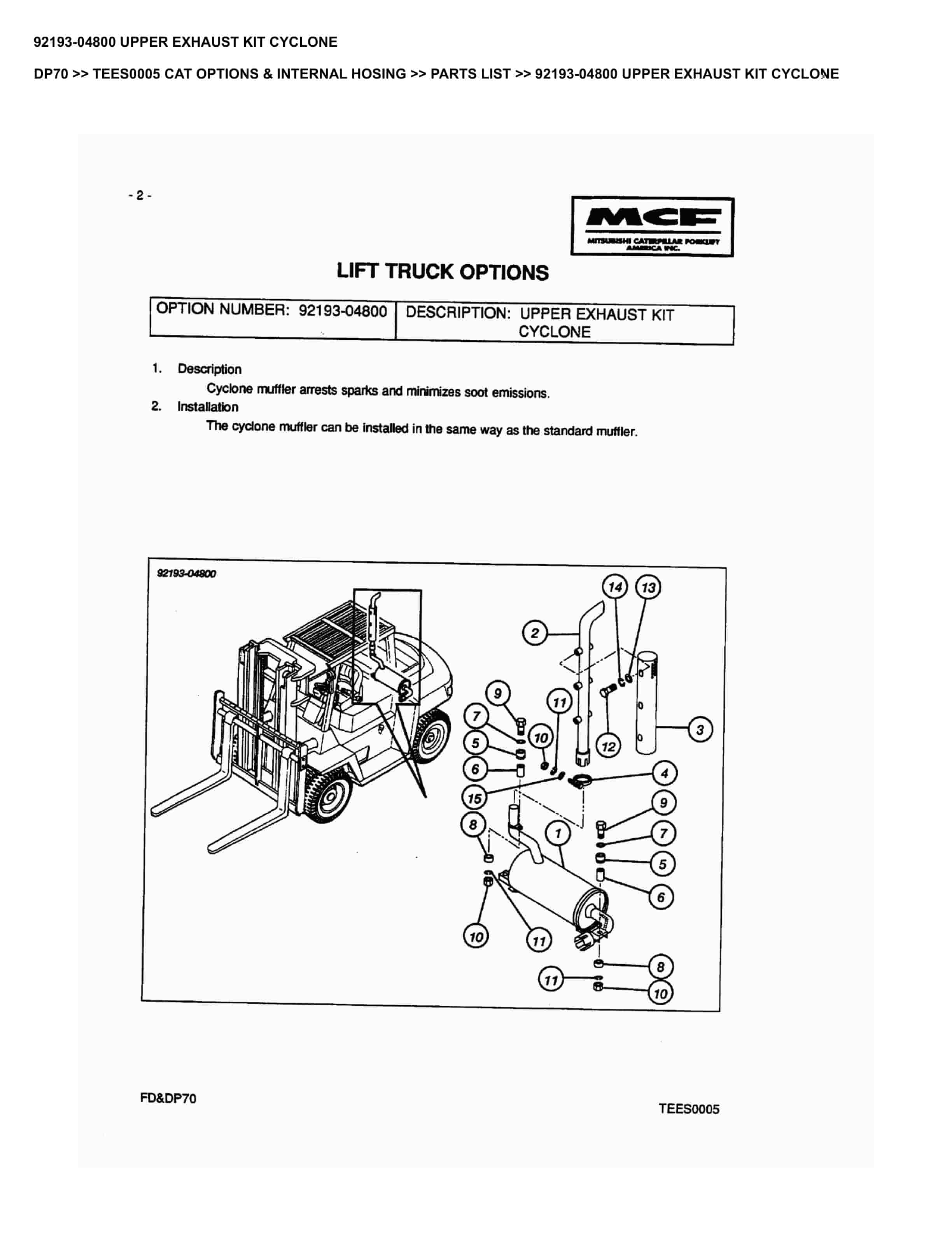 Caterpillar DP70 Parts Manual TEES0005