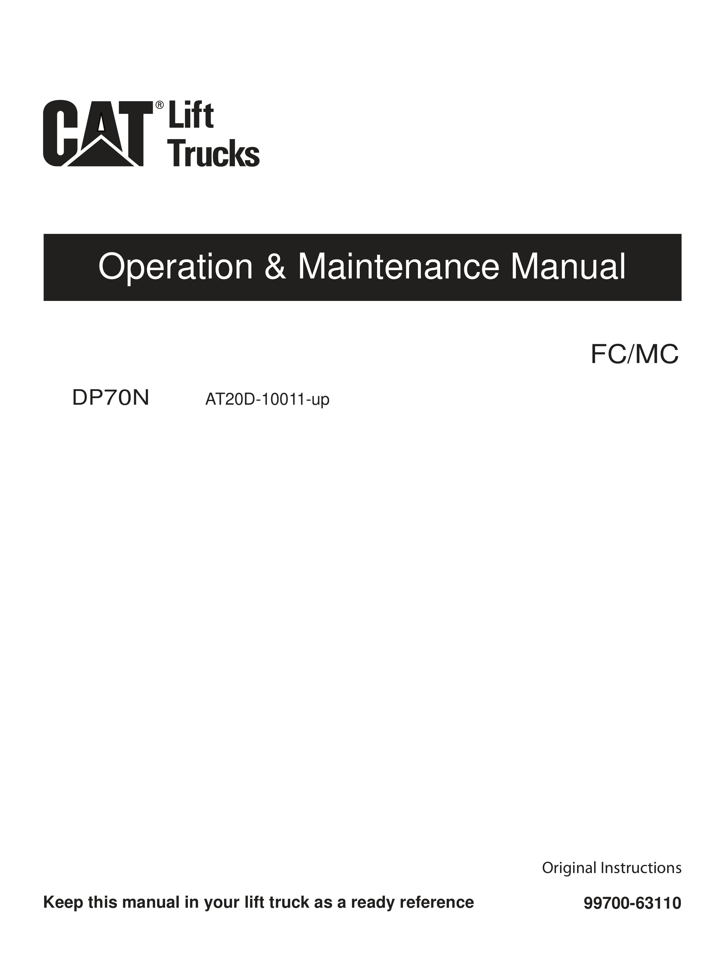 Caterpillar DP70N Operation and Maintenance Manual 99700-63110