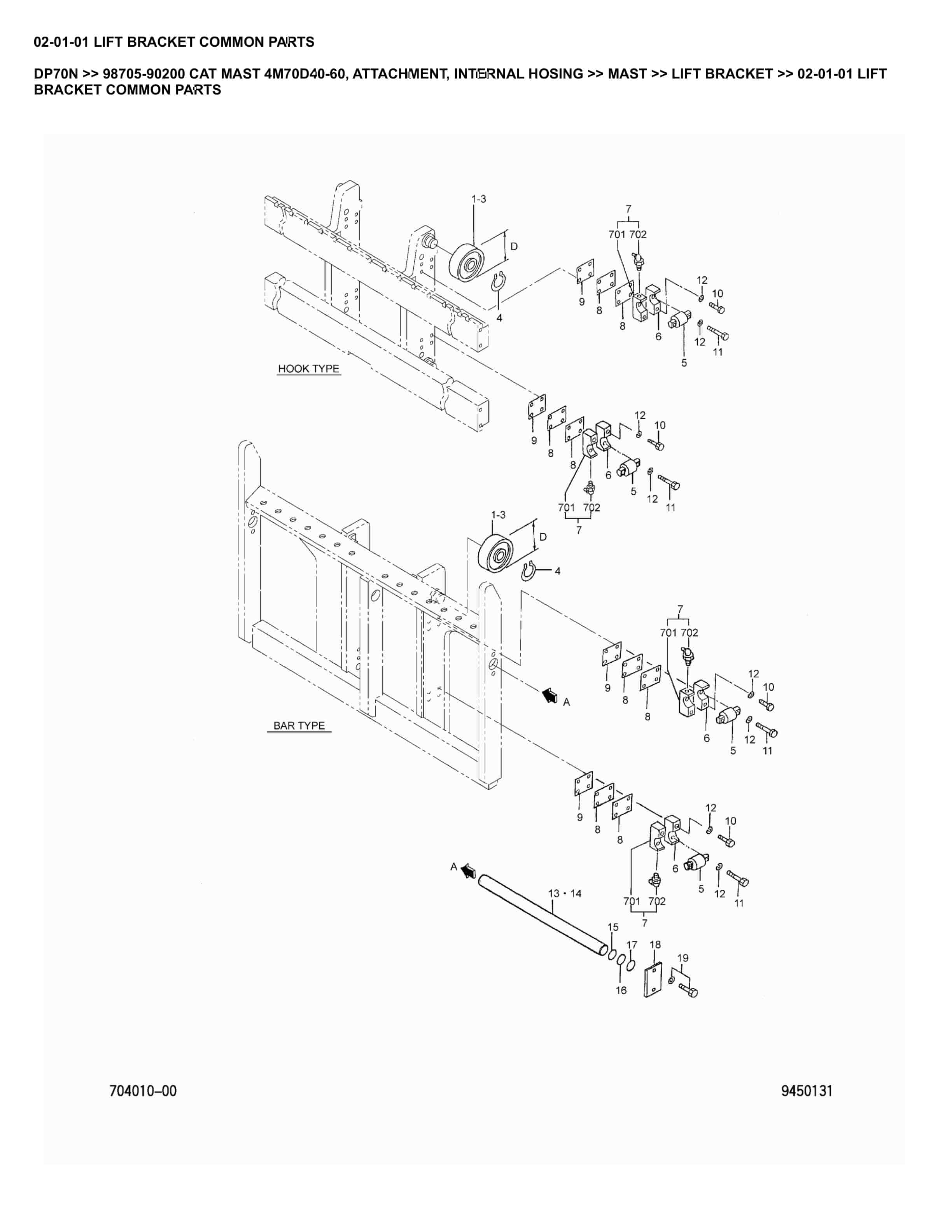Caterpillar DP70N Parts Manual 98705-90200