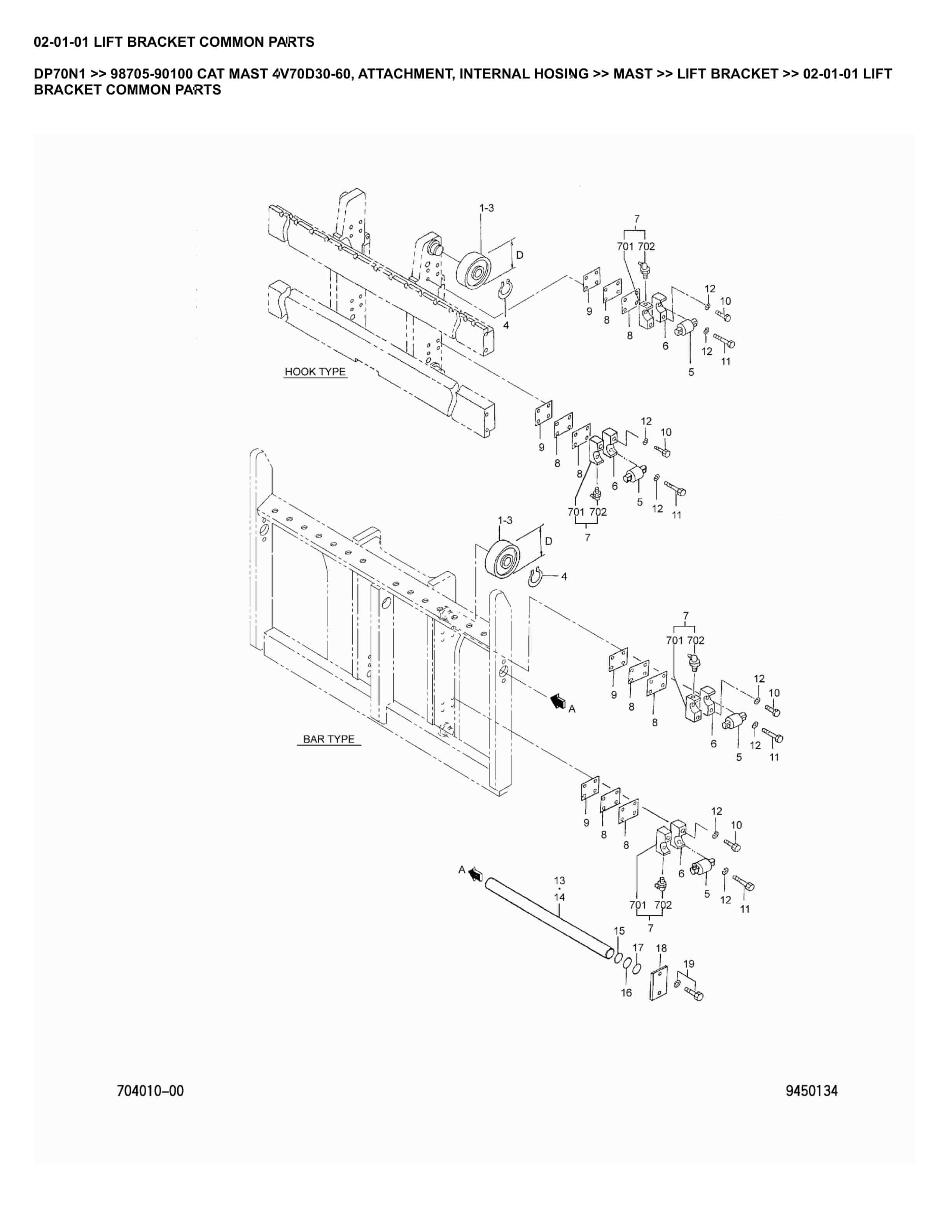 Caterpillar DP70N1 Parts Manual 98705-90100