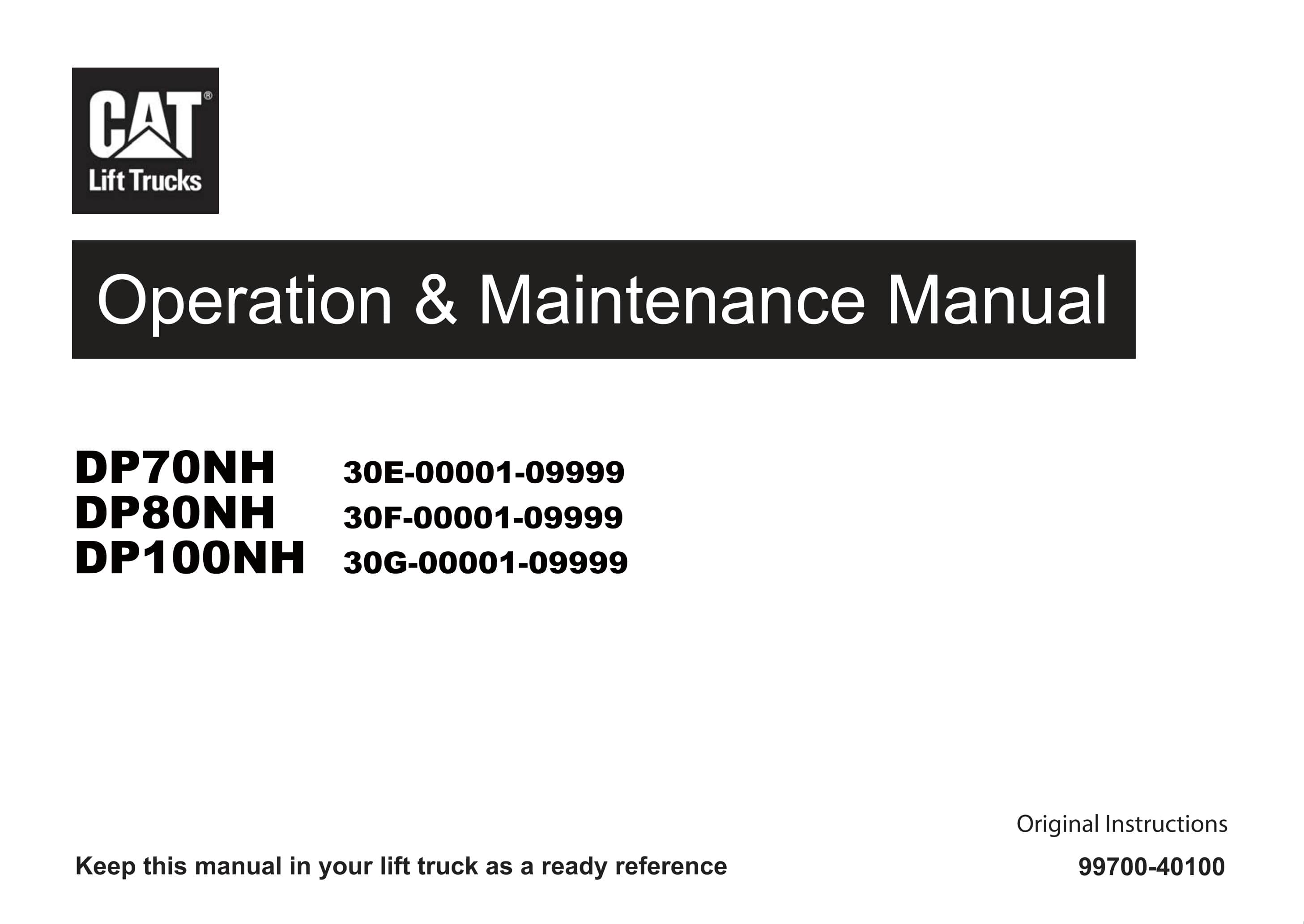 Caterpillar DP70NH, DP80NH, DP100NH Operation and Maintenance Manual 99700-40100