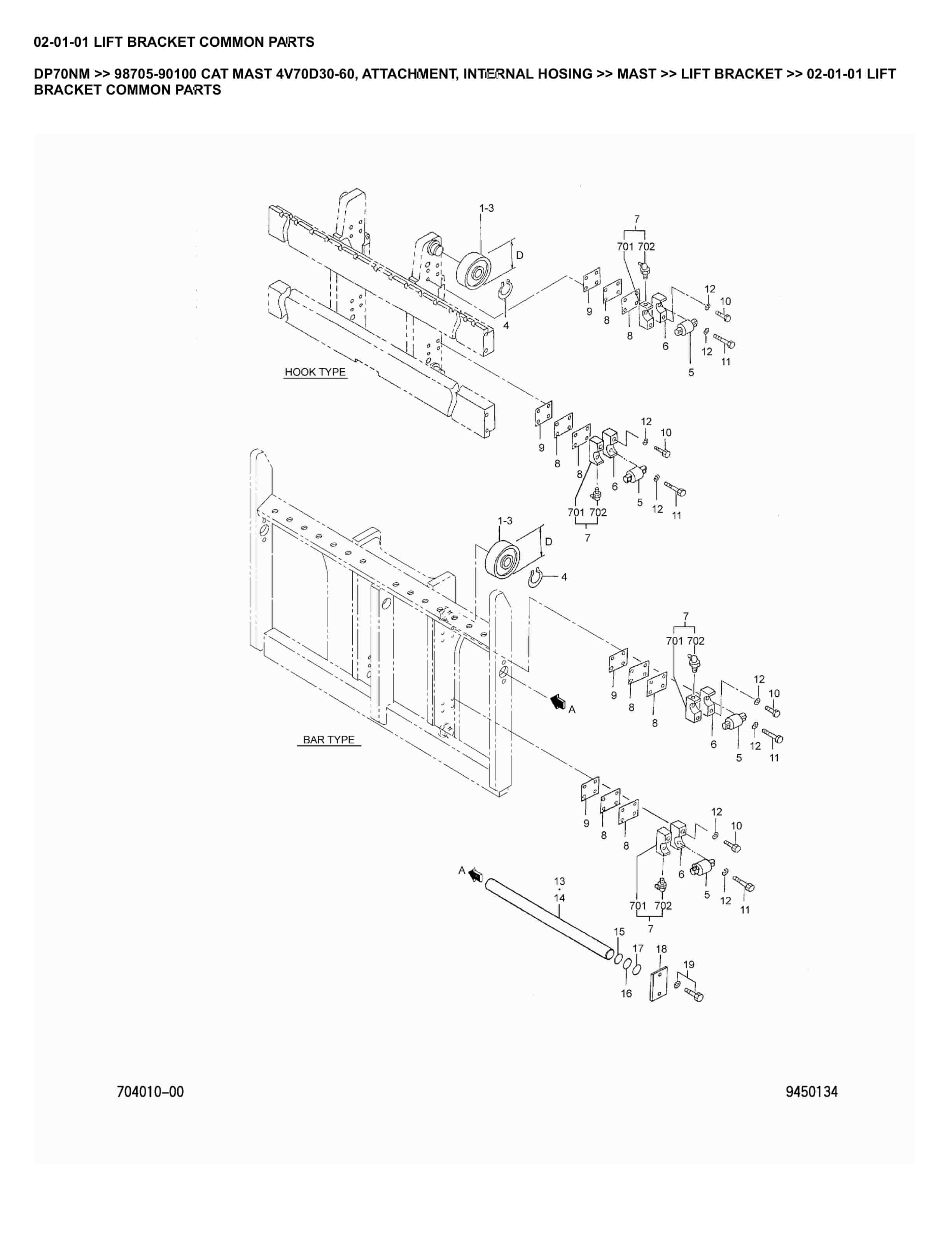 Caterpillar DP70NM Parts Manual 98705-90100