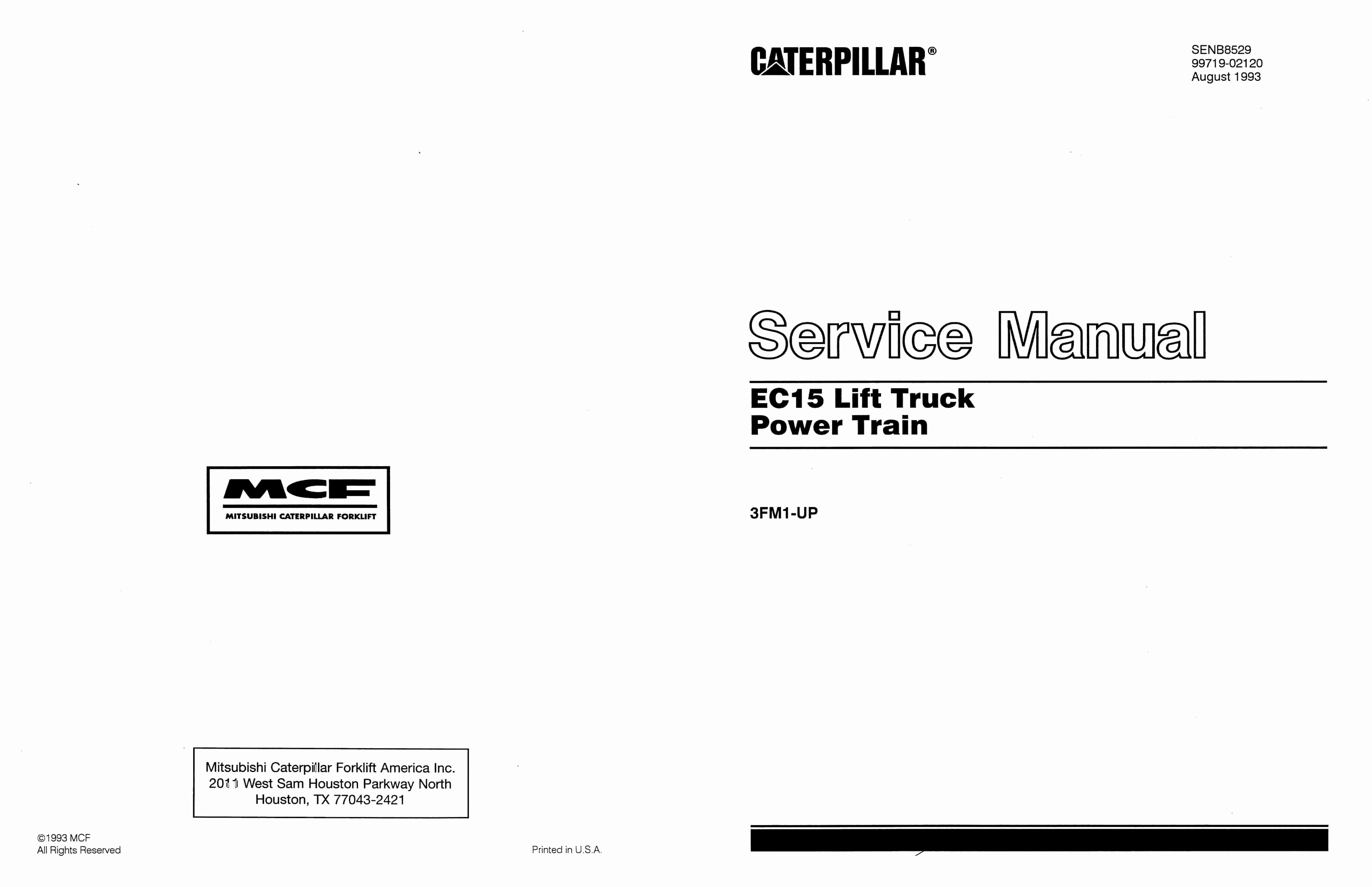 Caterpillar EC15 Lift Truck Power Train Service Manual SENB8529