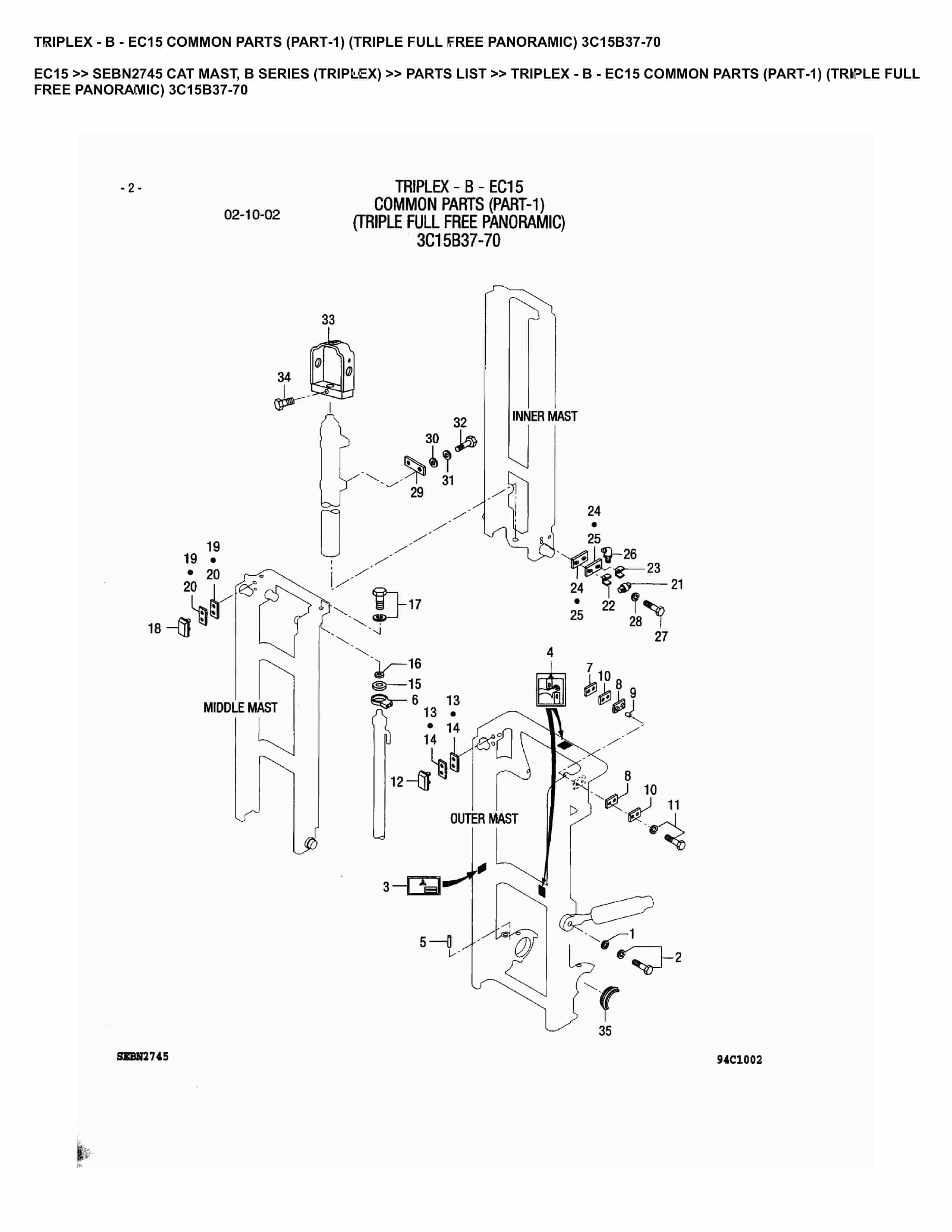 Caterpillar EC15 Parts Manual SEBN2745