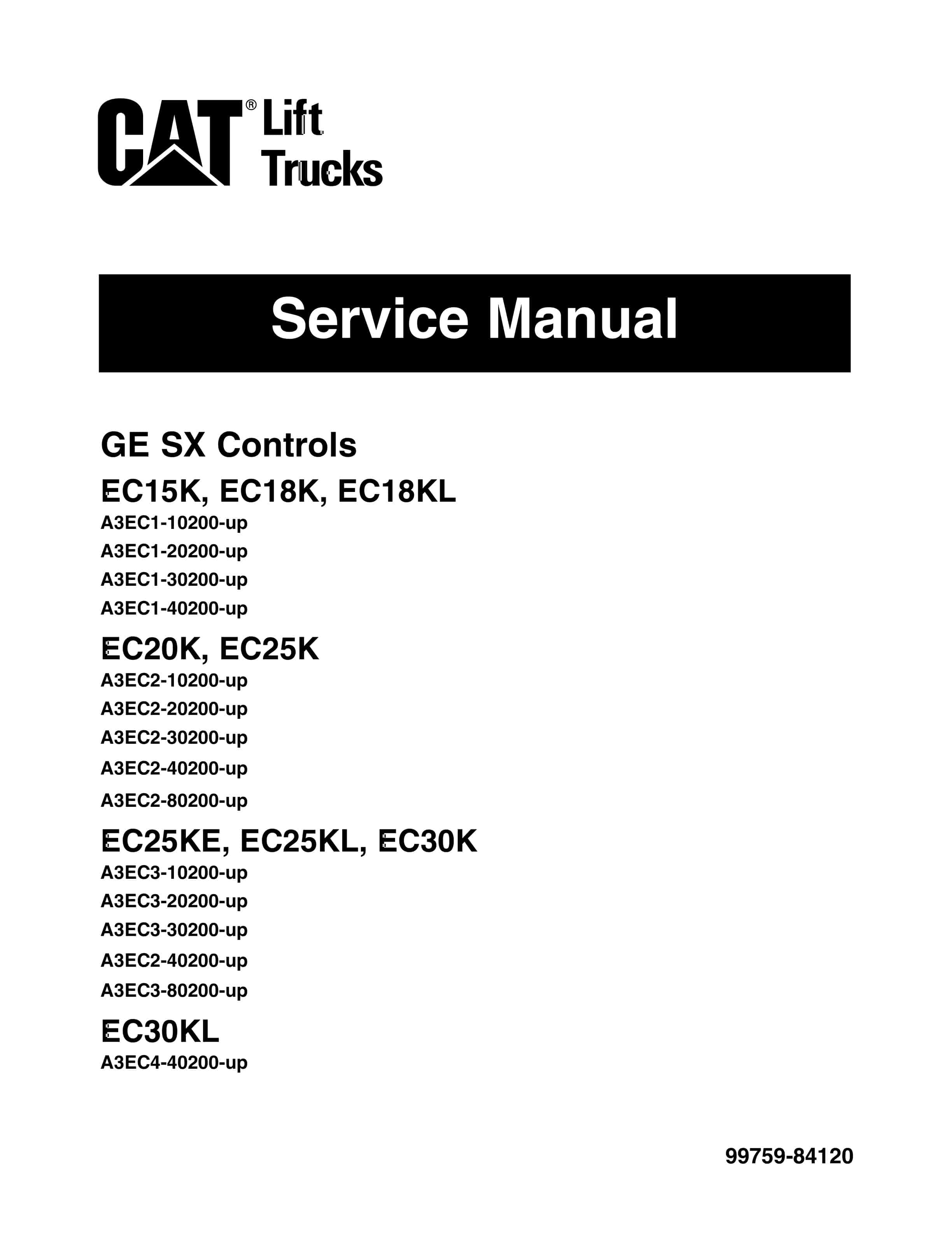 Caterpillar EC15K to EC30KL GE SX Controls Service Manual 99759-84120
