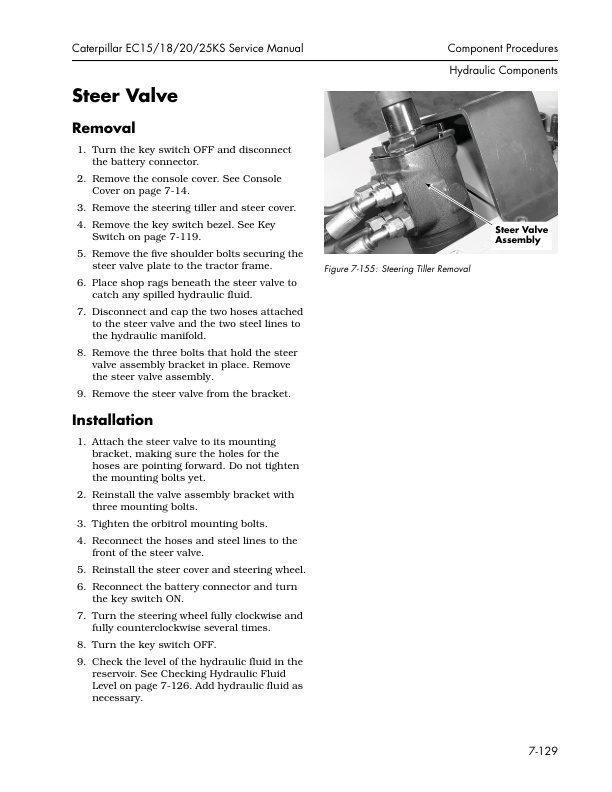 Caterpillar EC15KS, EC18KS, EC20KS, EC25KS Stand-Up End-Control Service Manual SENB2740-01-5