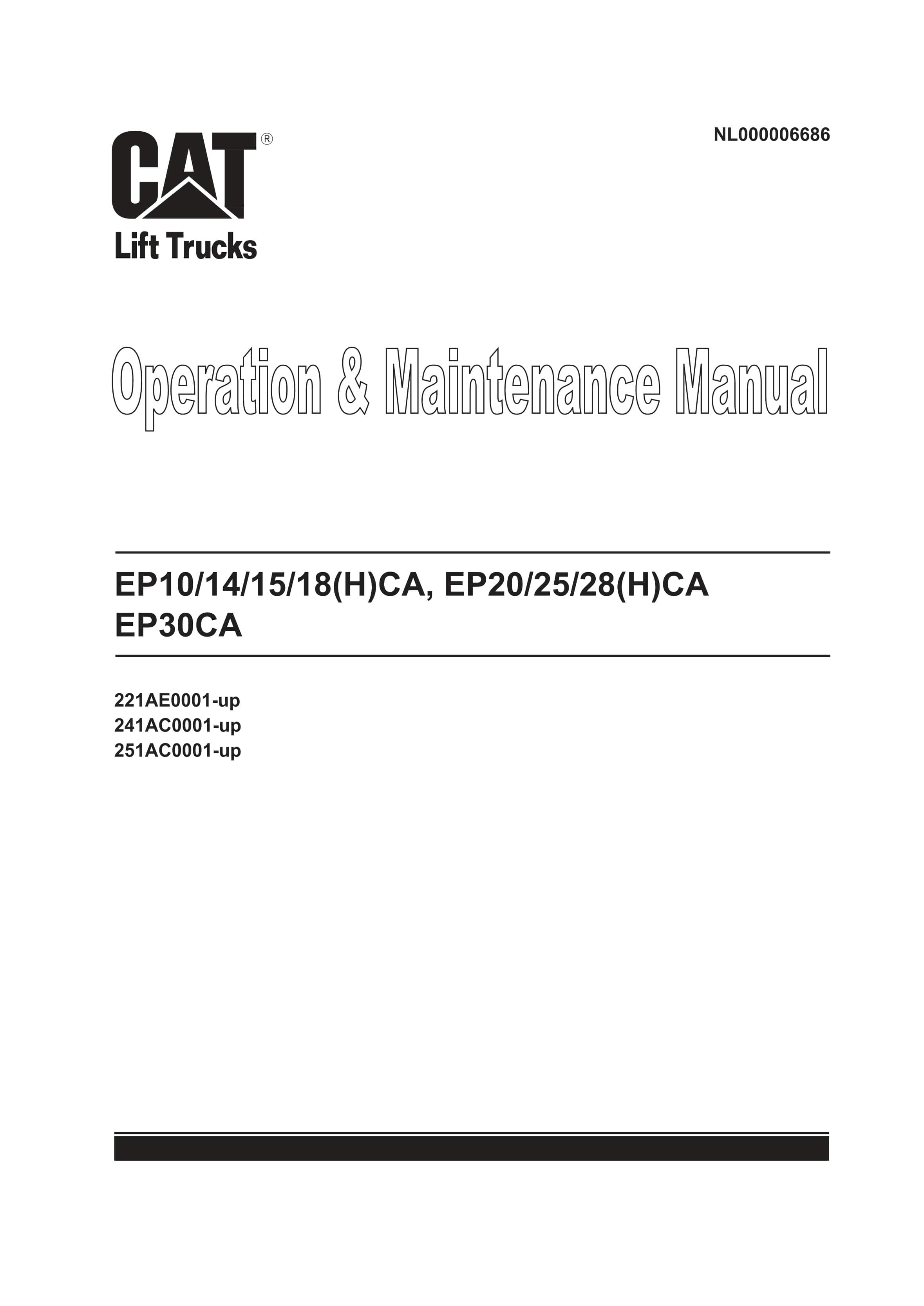 Caterpillar EP10(H)CA-EP28(H)CA, EP30CA Operation and Maintenance Manual NL000006686