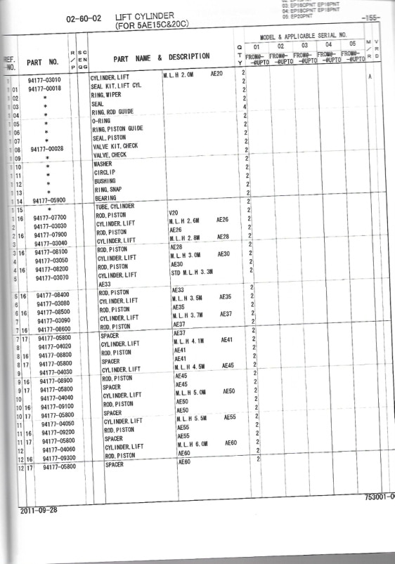 Caterpillar EP13PNT to EP20PNT Chassis, Mast, Options and Internal Hosing Parts Manual 98753-00100-4