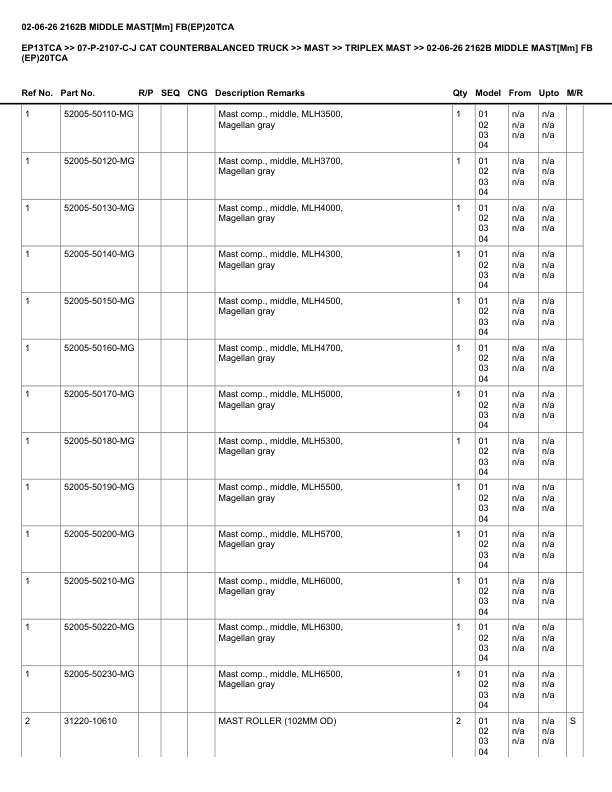 Alternative view of Caterpillar EP13TCA Parts Manual 07-P-2107-C-J
