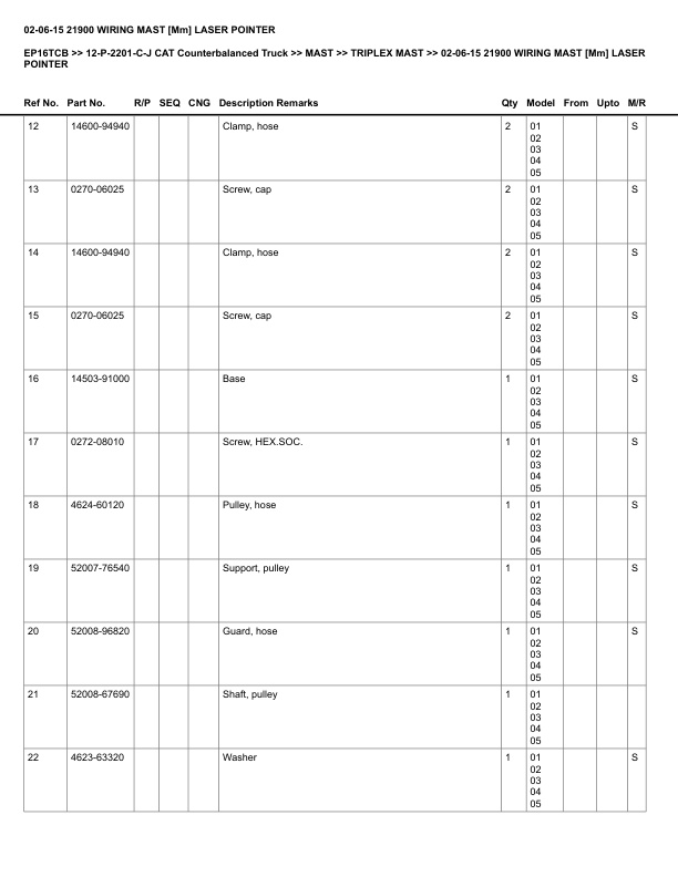 Alternative view of Caterpillar EP16TCB Parts Manual 12-P-2201-C-J