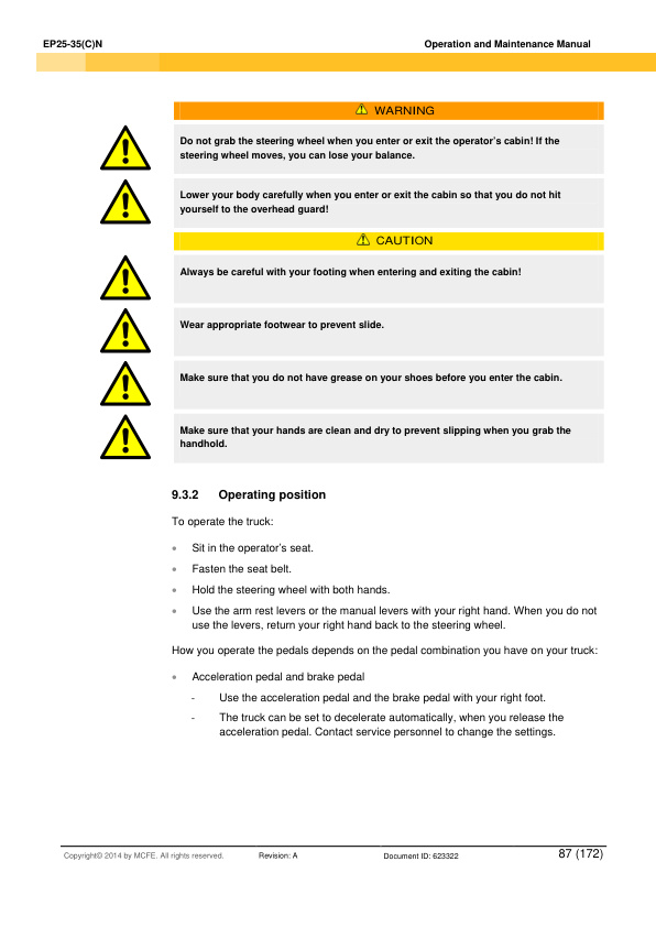 Alternative view of Caterpillar EP25(C)N, EP30(C)N, EP35N Operation and Maintenance Manual 623322 ES