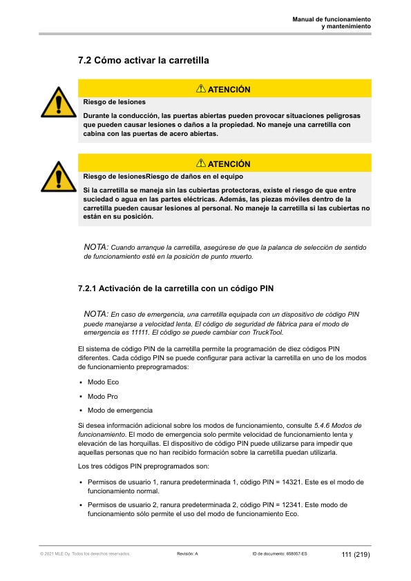 Alternative view of Caterpillar EP40N, EP45N, EP50CN, EP50N, EP50NH, EP55NH Operation and Maintenance Manual 658057 ES-A