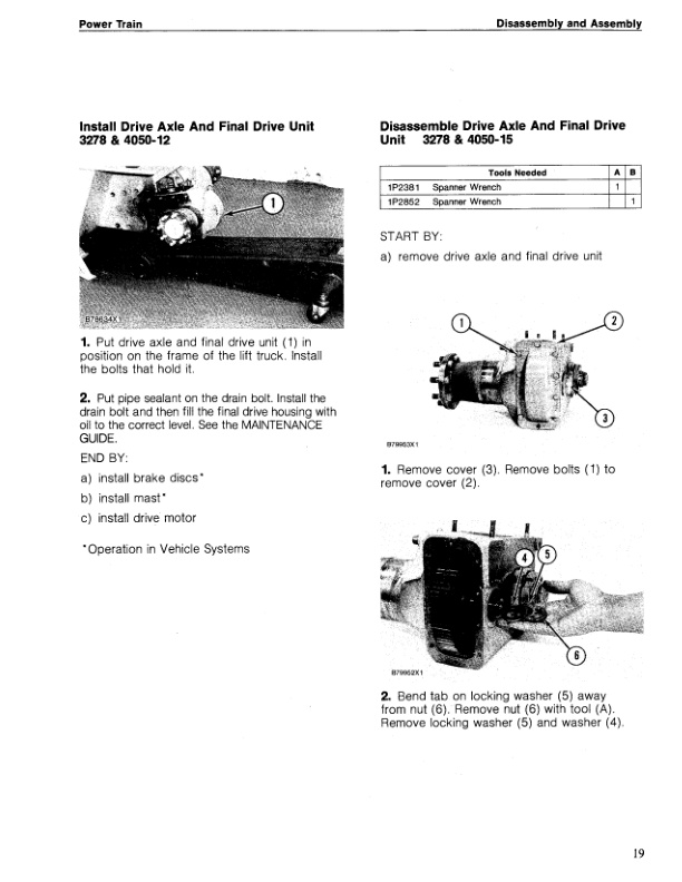 Caterpillar F25, F30, F35, FC40 Lift Trucks Power Train Disassembly and Assembly SENB8278-01 3 Caterpillar F25, F30, F35, FC40 Lift Trucks Power Train Disassembly and Assembly SENB8278-01-3