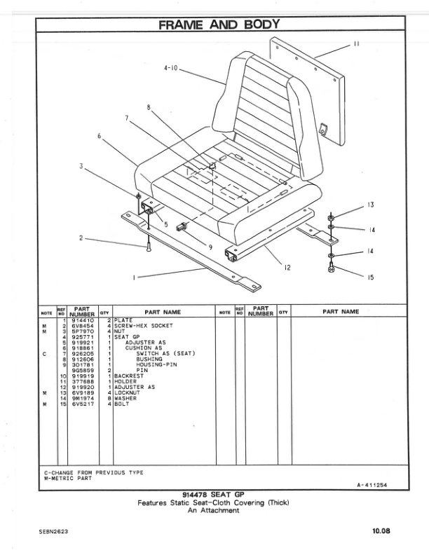 Caterpillar F40DSA, F50DSA, F60DSA Lift Trucks Parts Book SEBN2623-03-2