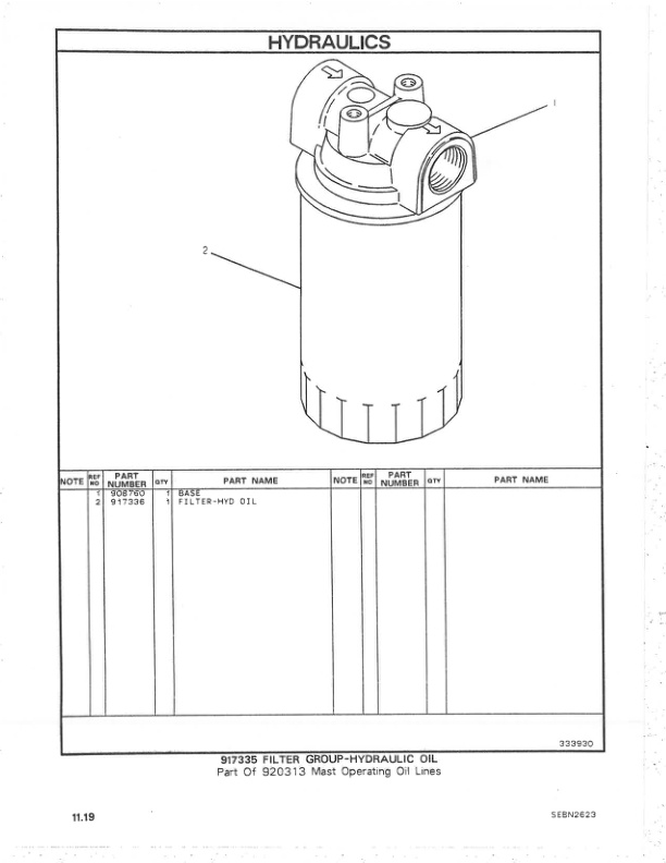 Caterpillar F40DSA, F50DSA, F60DSA Lift Trucks Parts Book SEBN2623-03-3