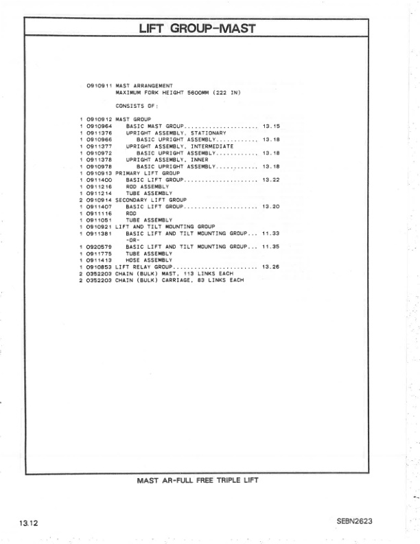 Caterpillar F40DSA, F50DSA, F60DSA Lift Trucks Parts Book SEBN2623-03-5