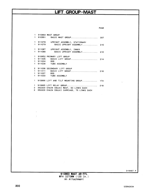 Caterpillar F40DSA, F50DSA, F60DSA Lift Trucks Parts Manual SEBN2634-02-5