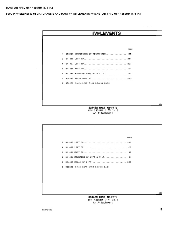 Caterpillar F60D P Parts Manual SEBN2683-01 3 Caterpillar F60D P Parts Manual SEBN2683-01 - Image 3