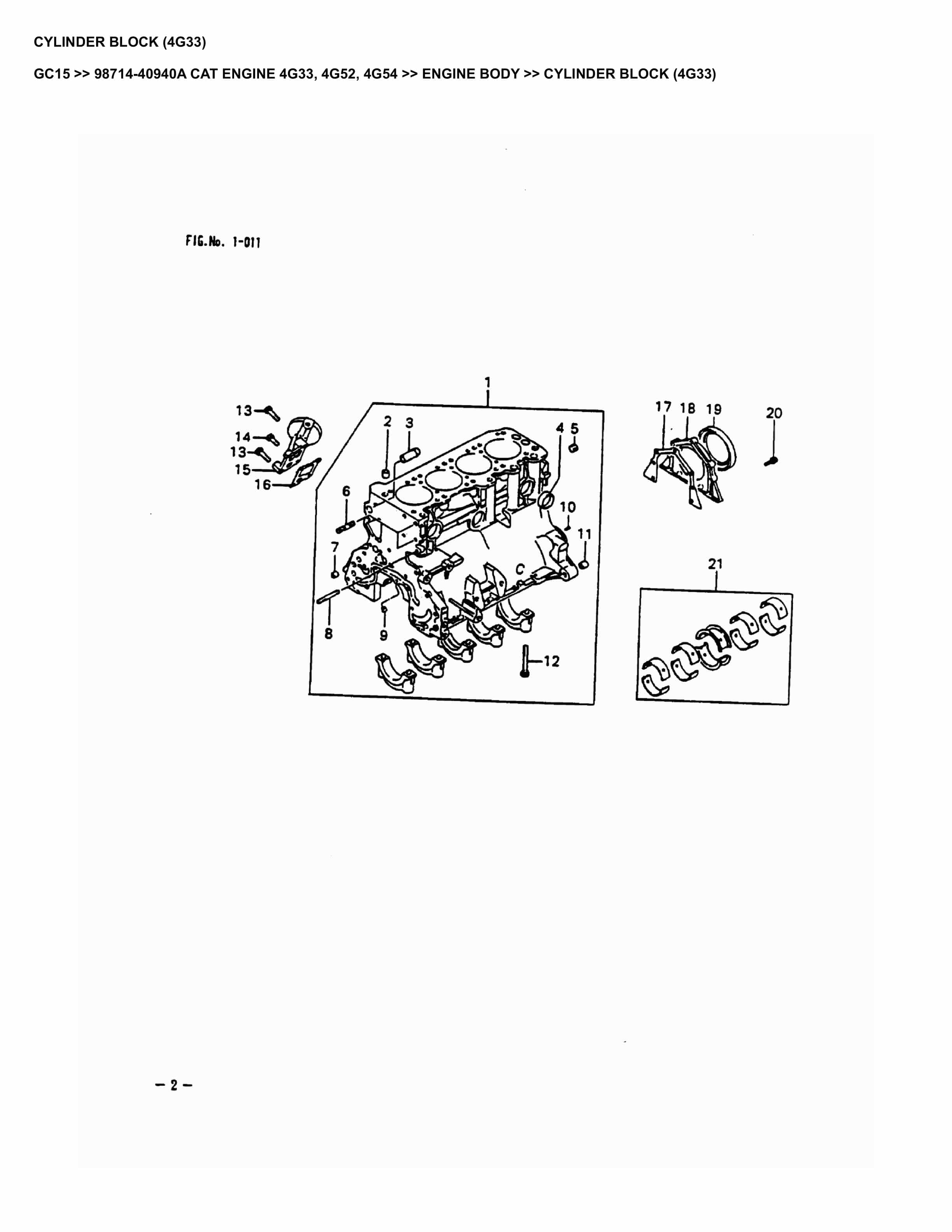 Caterpillar GC15 Parts Manual 98714-40940A