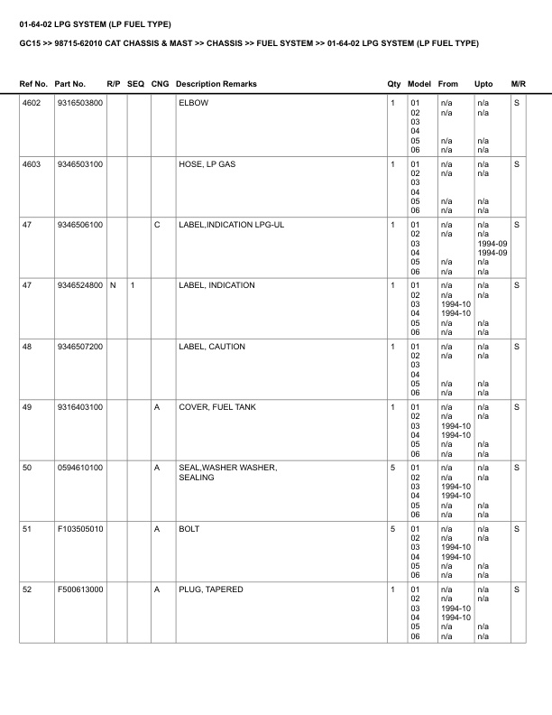 Alternative view of Caterpillar GC15 Parts Manual 98715-62010