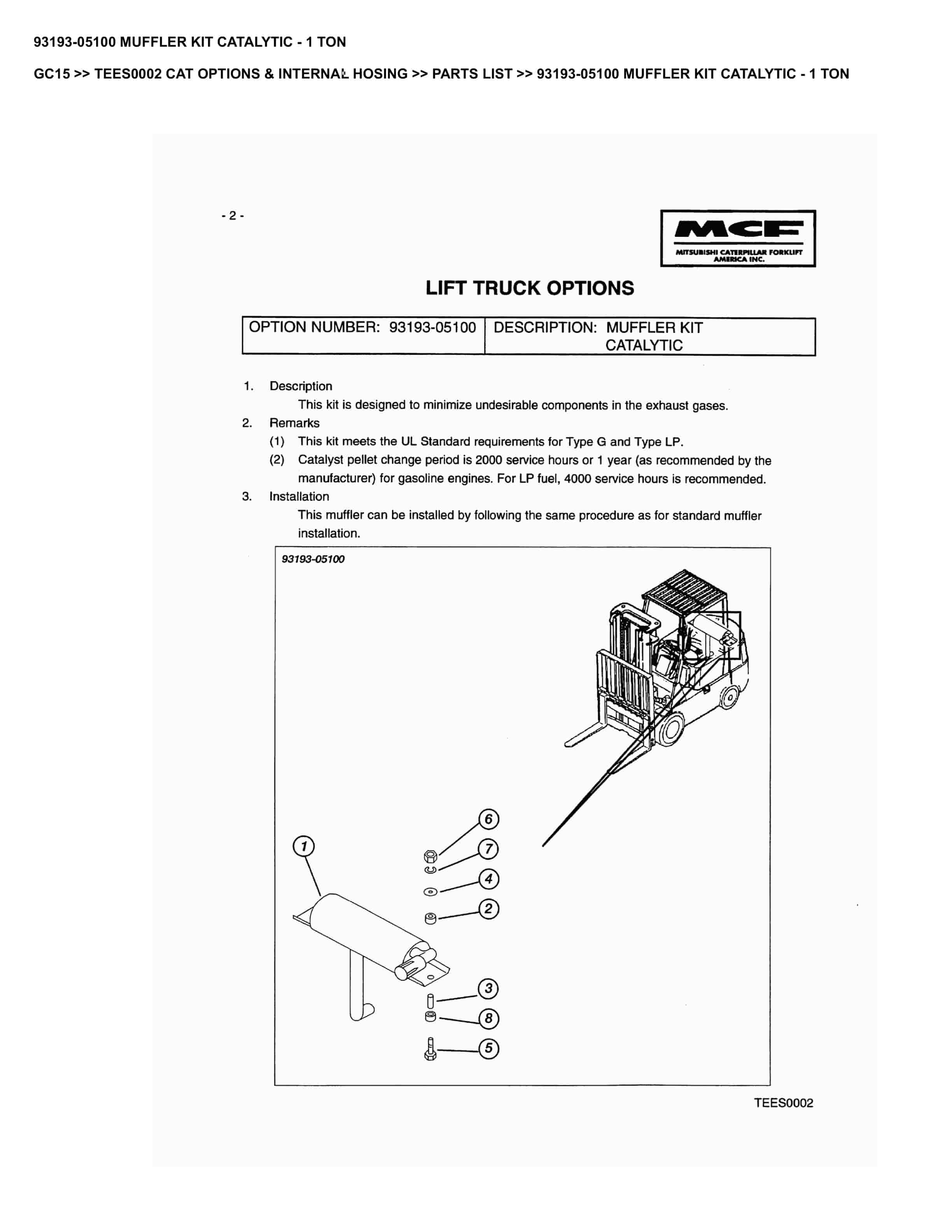 Caterpillar GC15 Parts Manual TEES0002