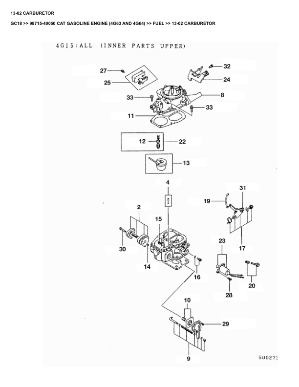 Alternative view of Caterpillar GC18 Parts Manual 98715-40050