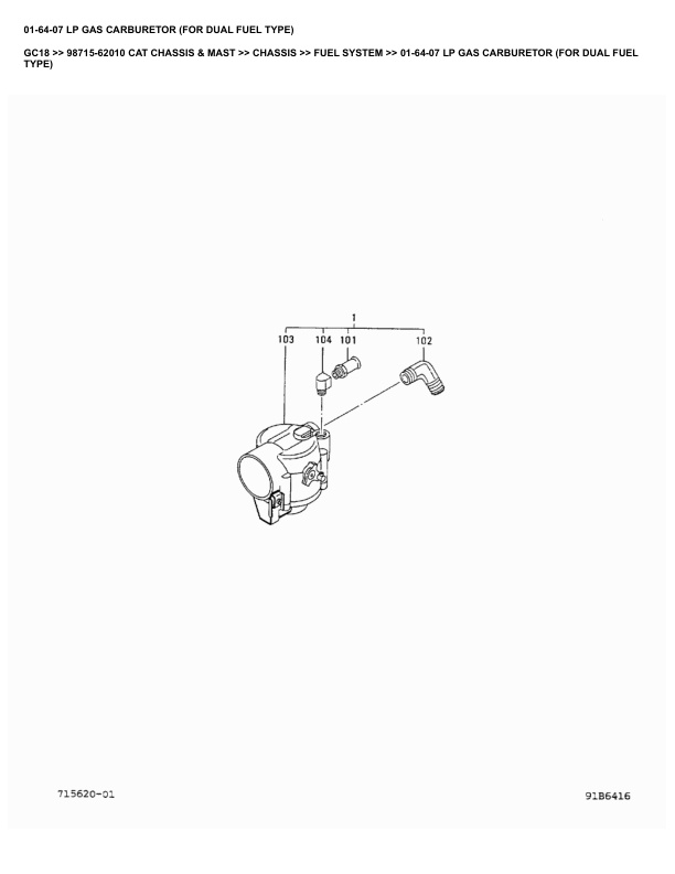 Alternative view of Caterpillar GC18 Parts Manual 98715-62010