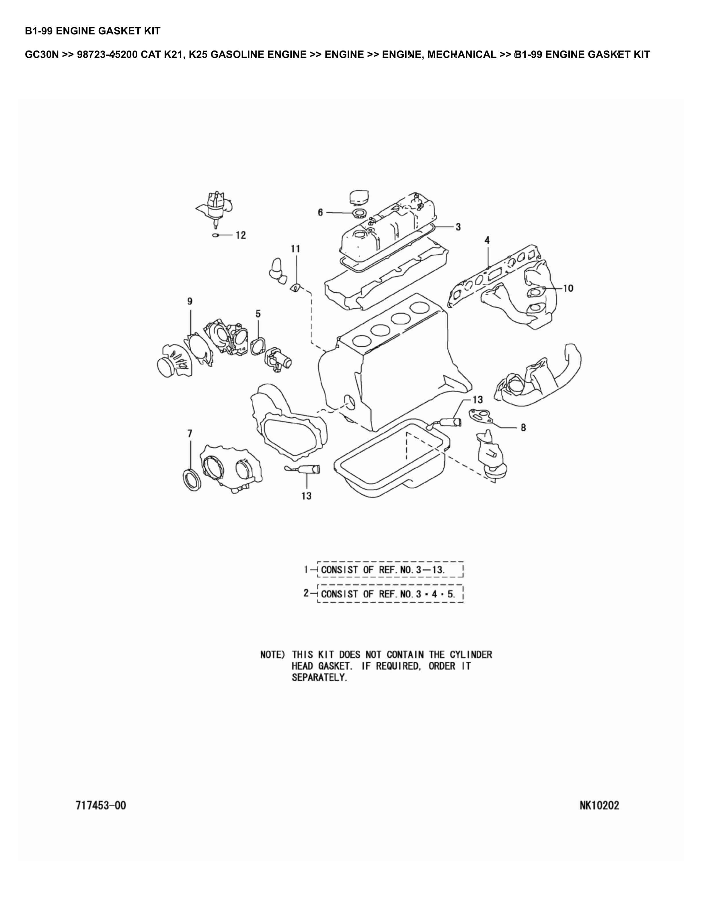 Caterpillar GC30N Parts Manual 98723-45200