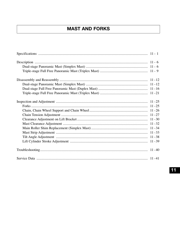 Caterpillar GC35K to GC70K-STR Chassis and Mast Service Manual 99739-82100-5