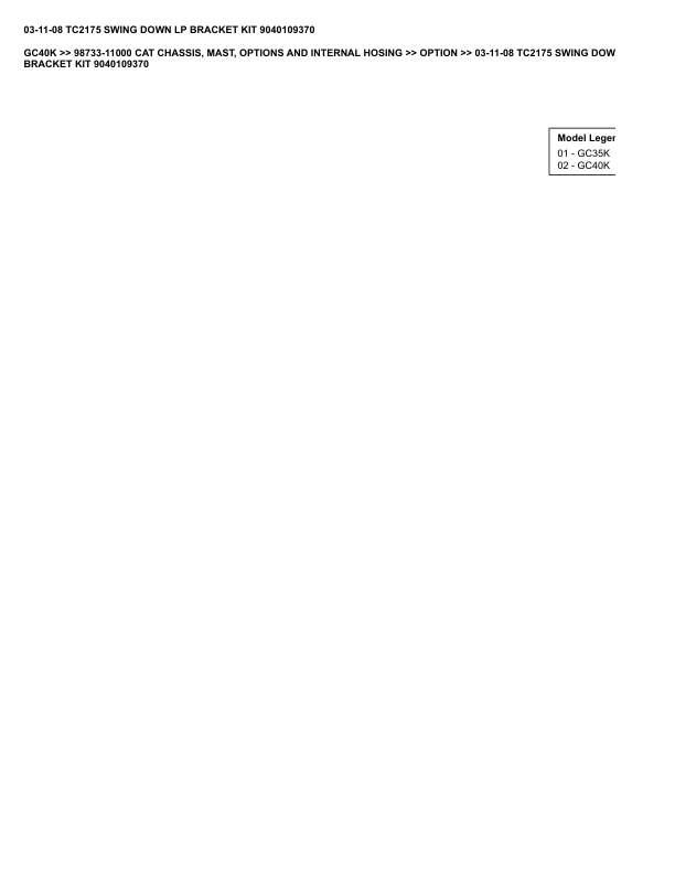 Alternative view of Caterpillar GC40K Parts Manual 98733-11000