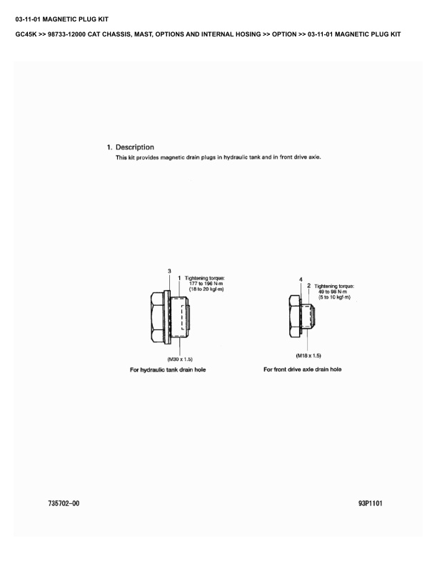 Alternative view of Caterpillar GC45K Parts Manual 98733-12000