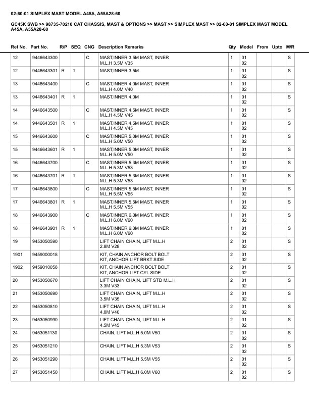 Alternative view of Caterpillar GC45K SWB Parts Manual 98735-70210