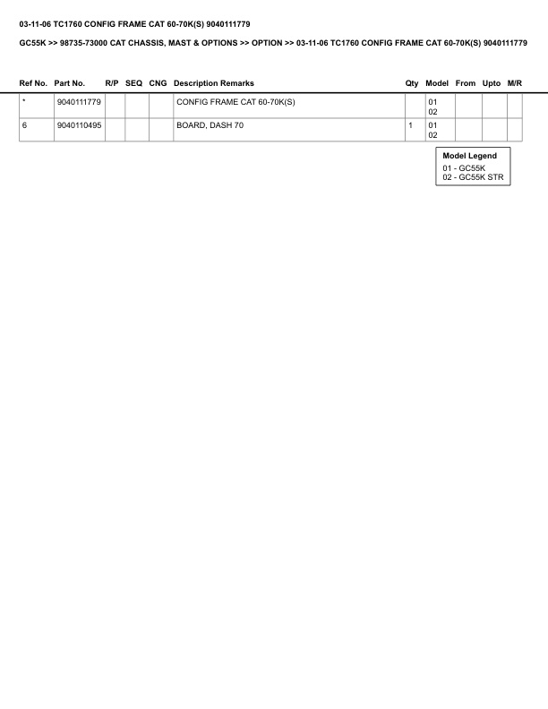 Alternative view of Caterpillar GC55K Parts Manual 98735-73000
