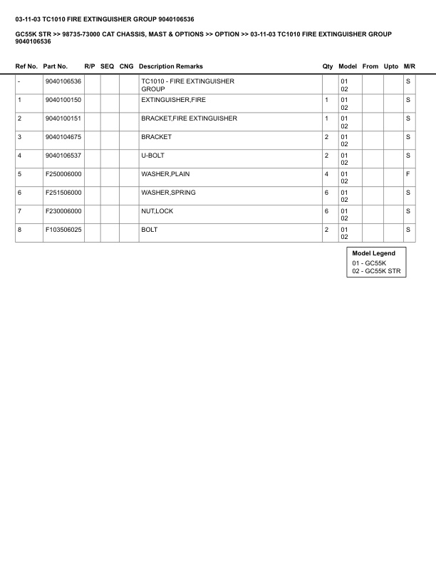 Alternative view of Caterpillar GC55K STR Parts Manual 98735-73000