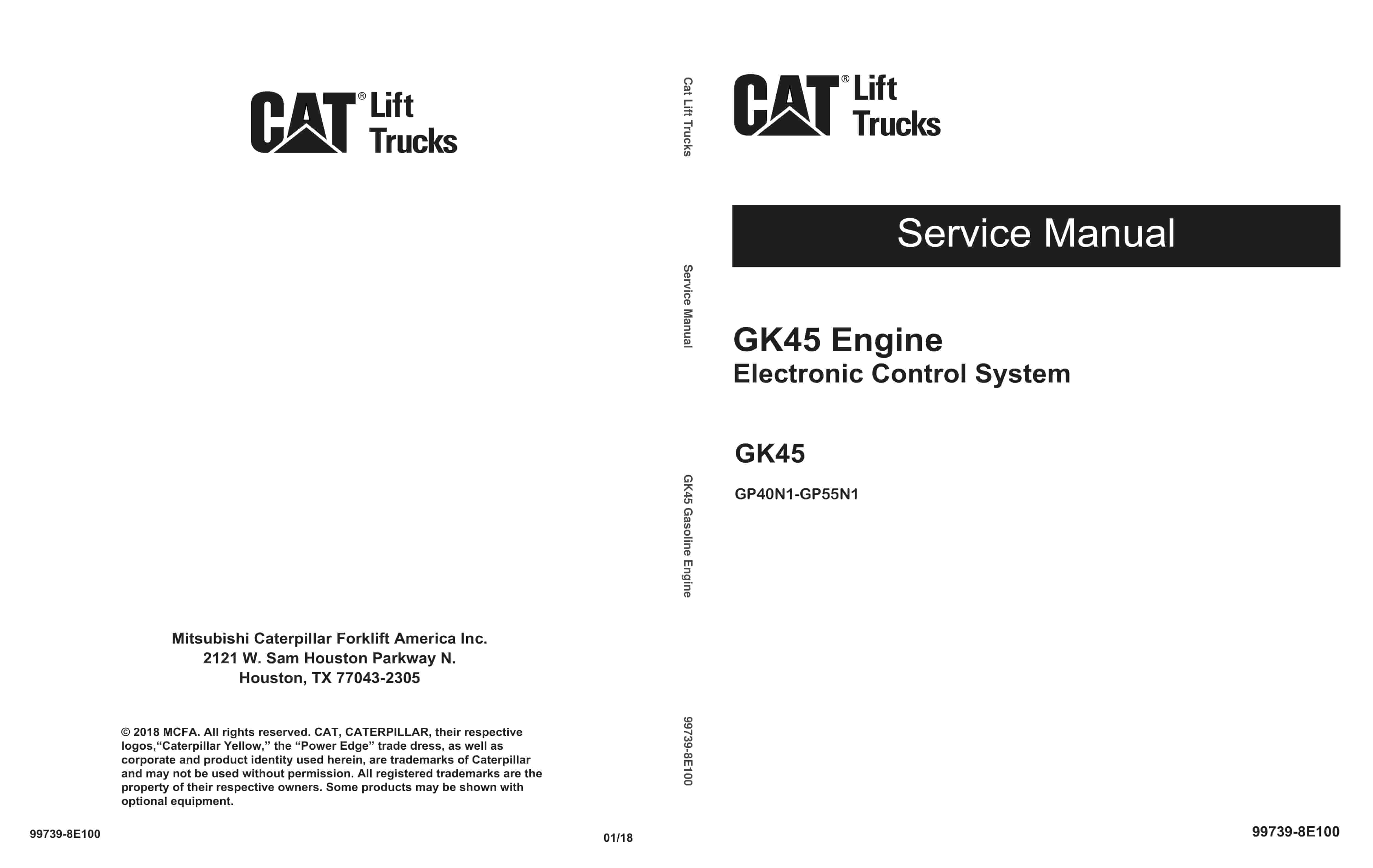 Caterpillar GK45 Engine Electronic Control System Service Manual 99739-8E100 1 Caterpillar GK45 Engine Electronic Control System Service Manual 99739-8E100