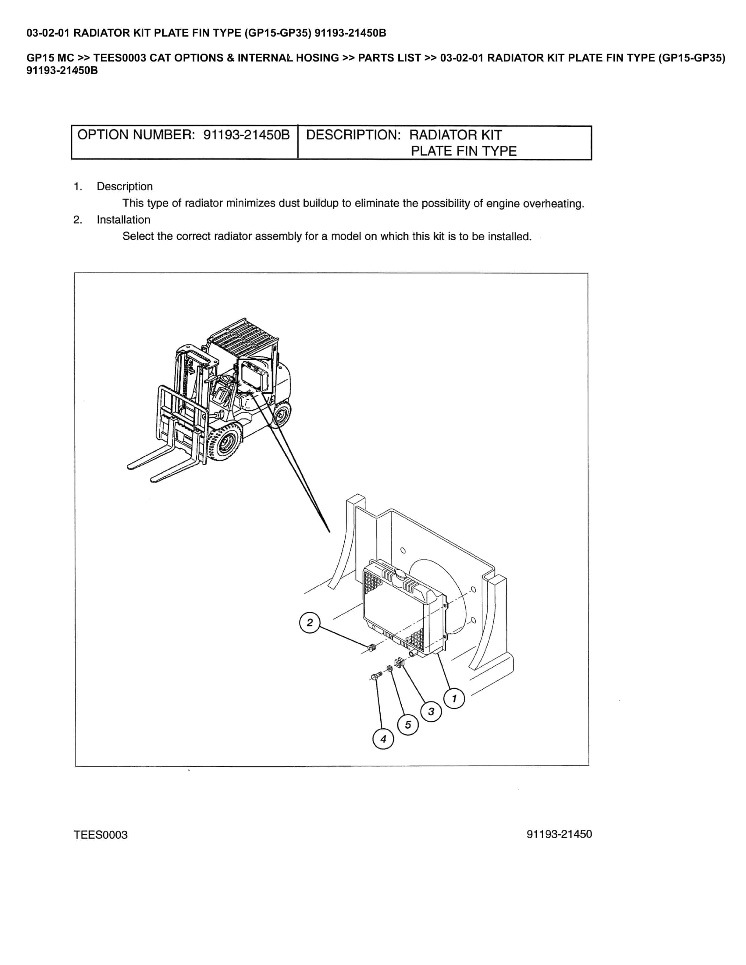 Caterpillar GP15 MC Parts Manual TEES0003