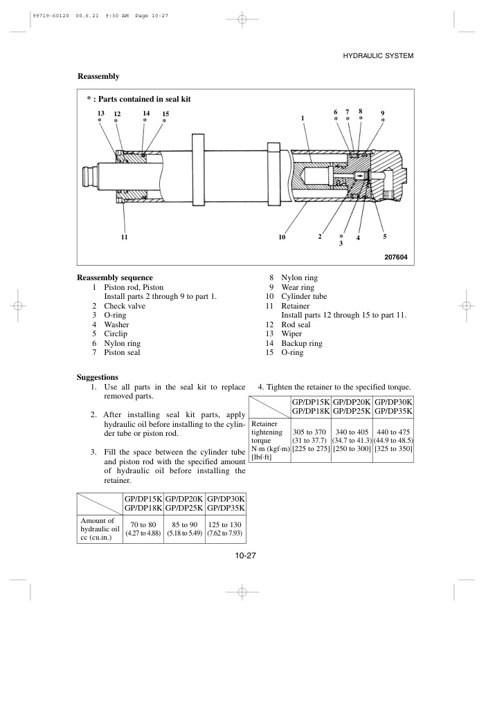 Caterpillar GP15K-35K, DP15K-35K Chassis and Mast Service Manual 99719-60120-3