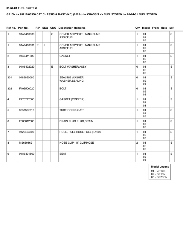Alternative view of Caterpillar GP15N Parts Manual 98717-06500