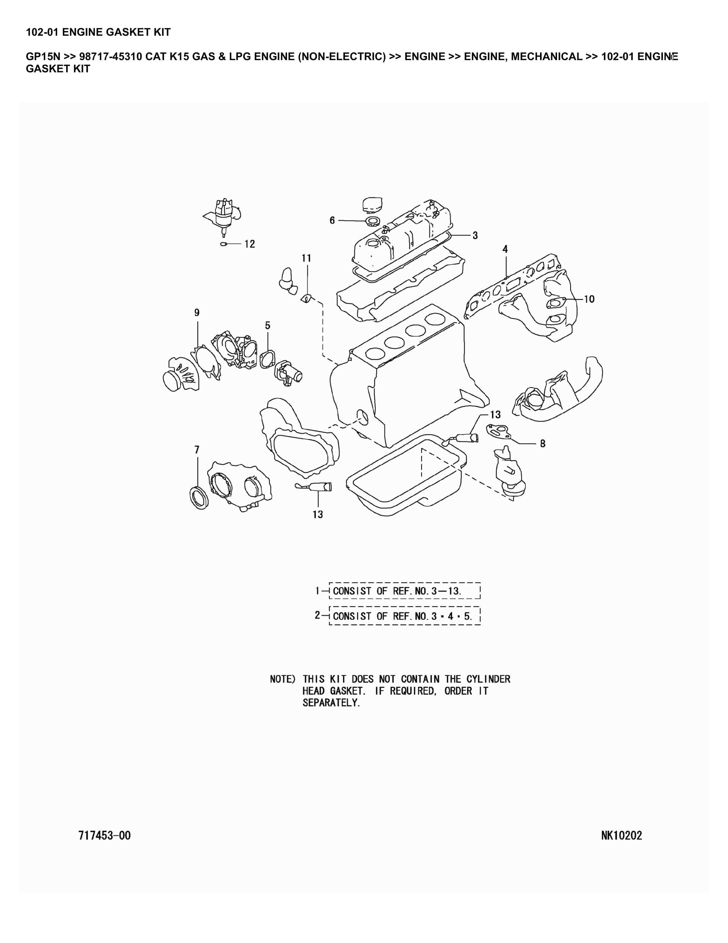 Caterpillar GP15N Parts Manual 98717-45310