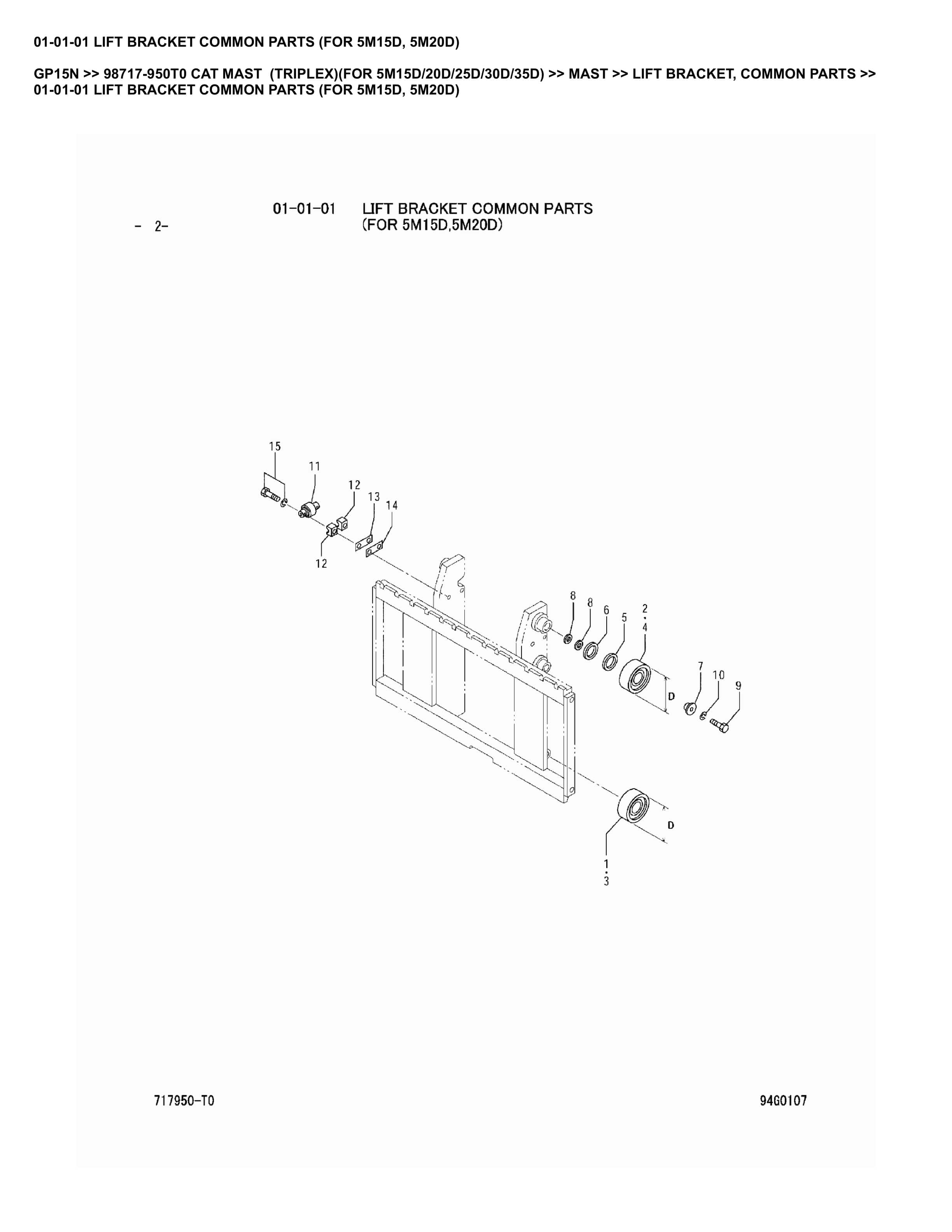 Caterpillar GP15N Parts Manual 98717-950T0