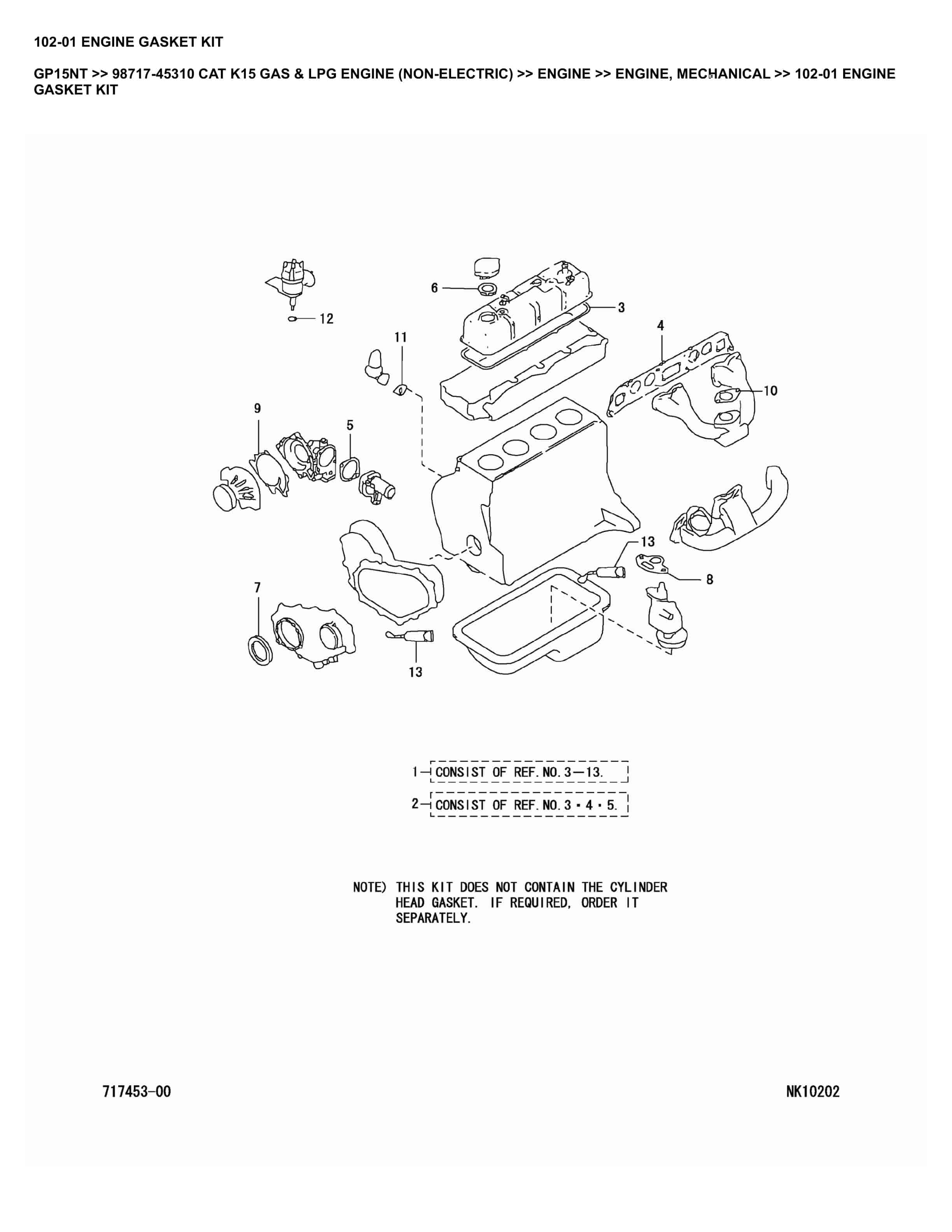 Caterpillar GP15NT Parts Manual 98717-45310