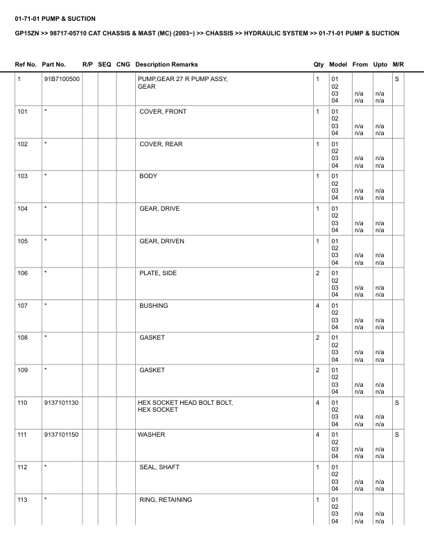 Alternative view of Caterpillar GP15ZN Parts Manual 98717-05710