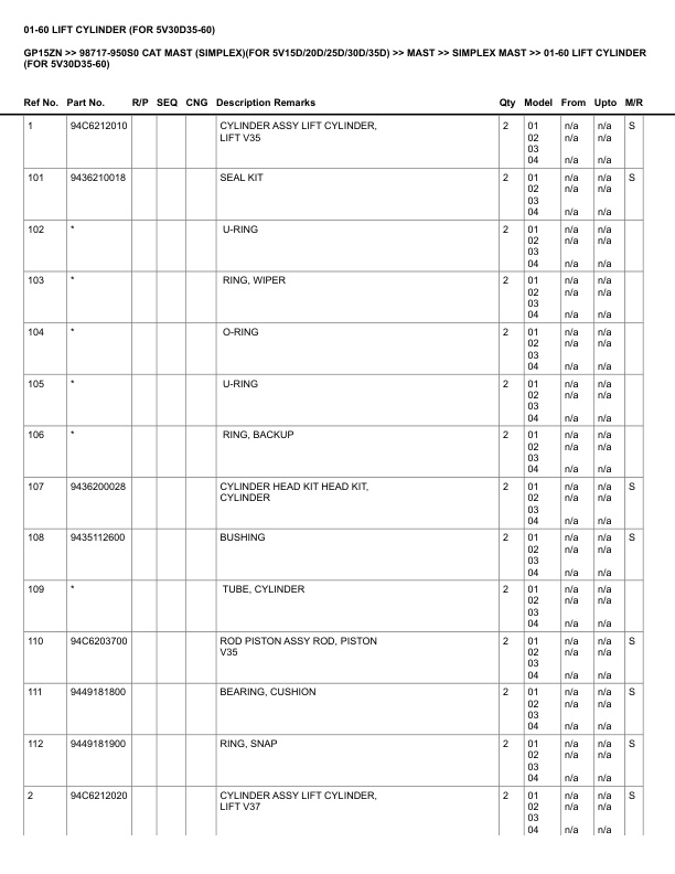 Alternative view of Caterpillar GP15ZN Parts Manual 98717-950S0
