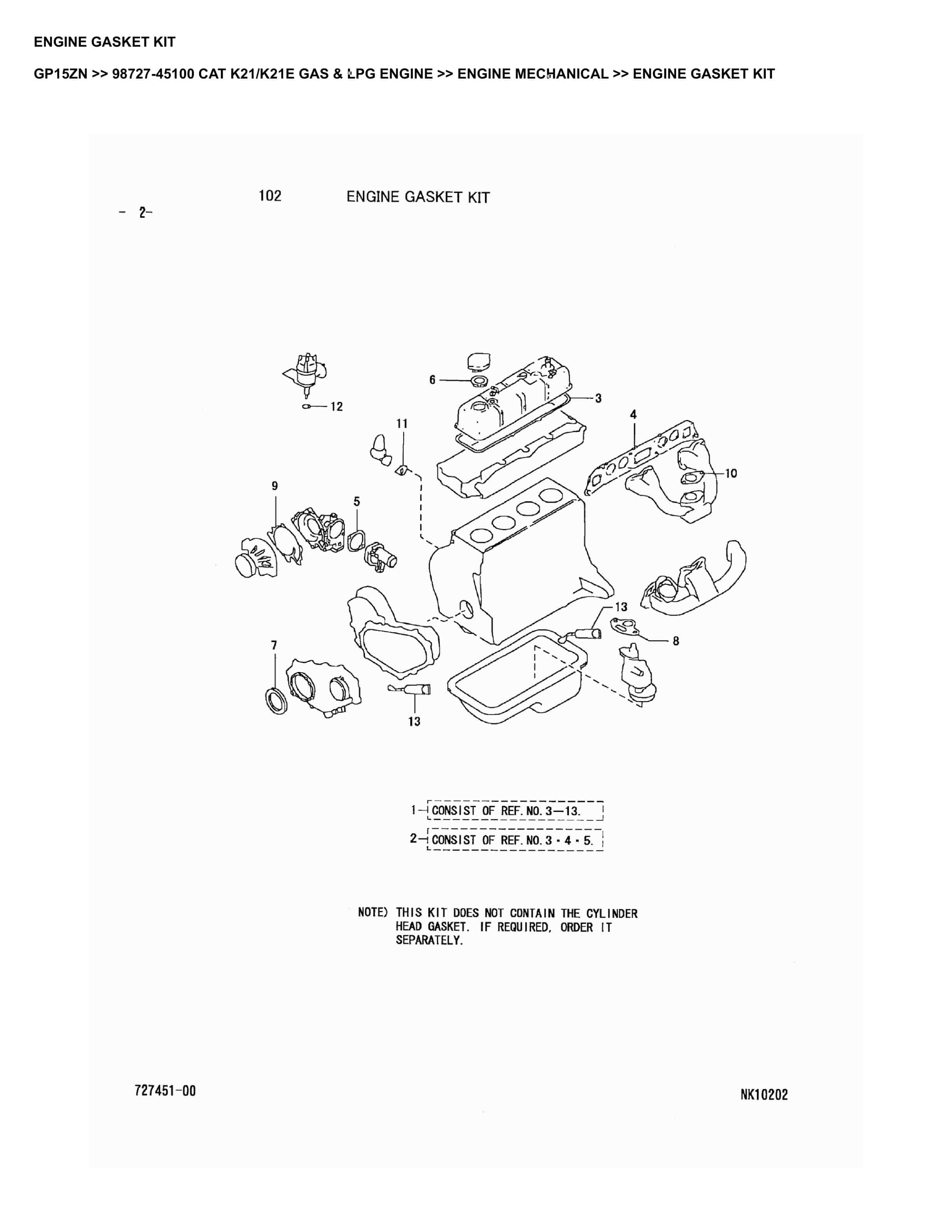 Caterpillar GP15ZN Parts Manual 98727-45100