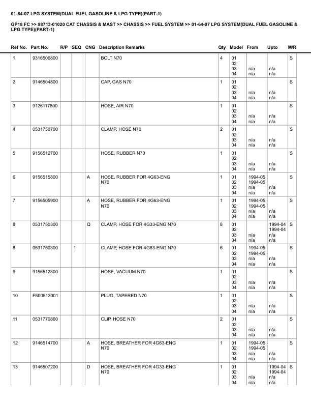 Alternative view of Caterpillar GP18 FC Parts Manual 98713-01020