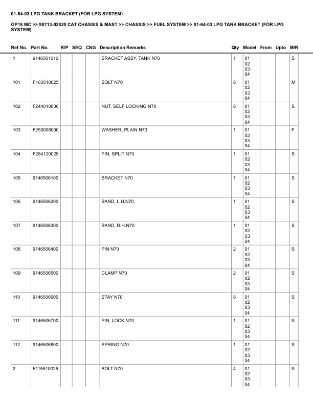 Alternative view of Caterpillar GP18 MC Parts Manual 98713-02020