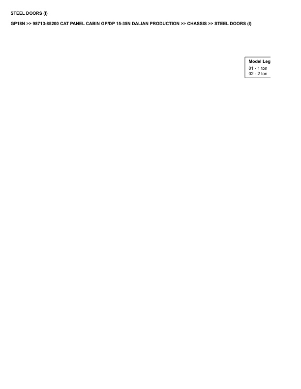 Caterpillar GP18N Parts Manual 98713-85200-4