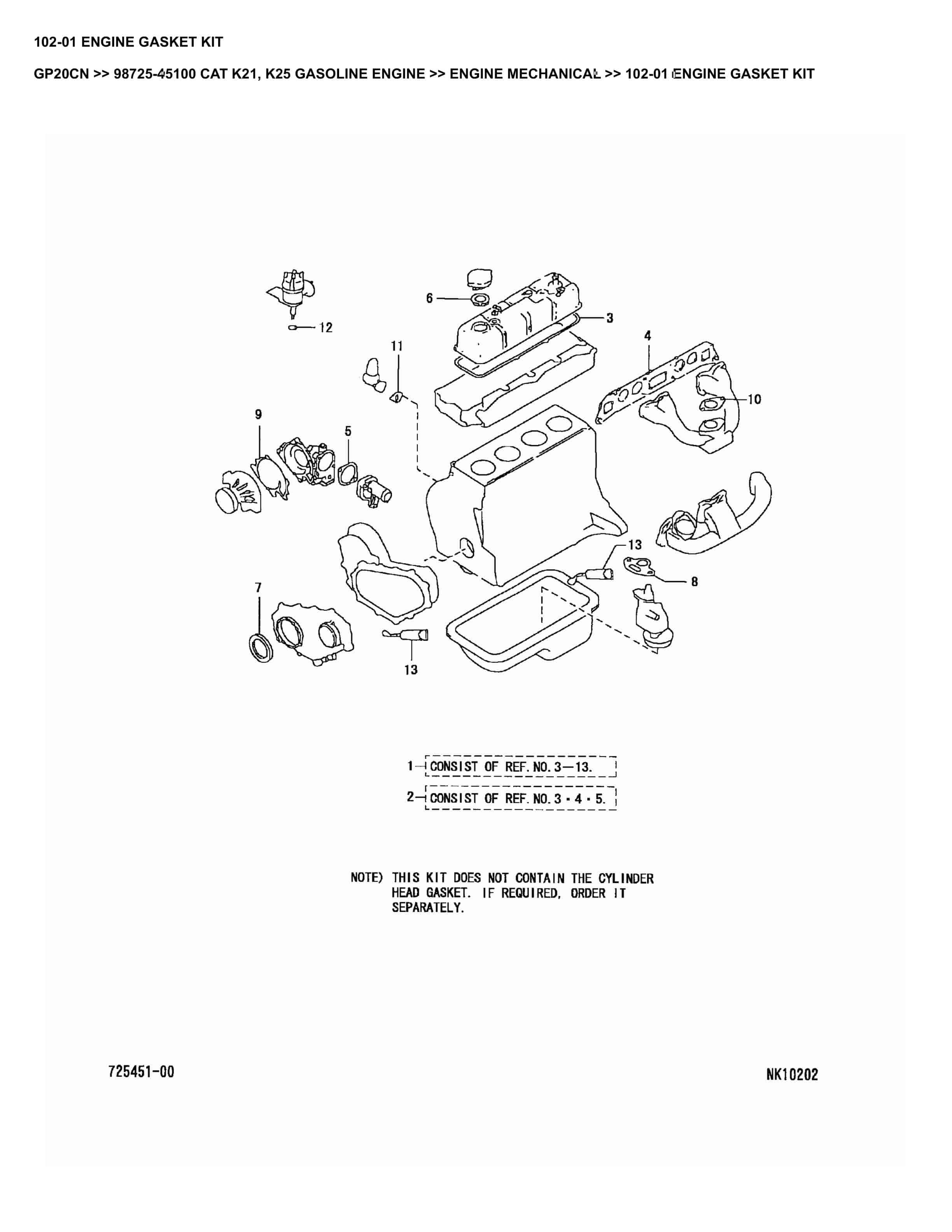 Caterpillar GP20CN Parts Manual 98725-45100