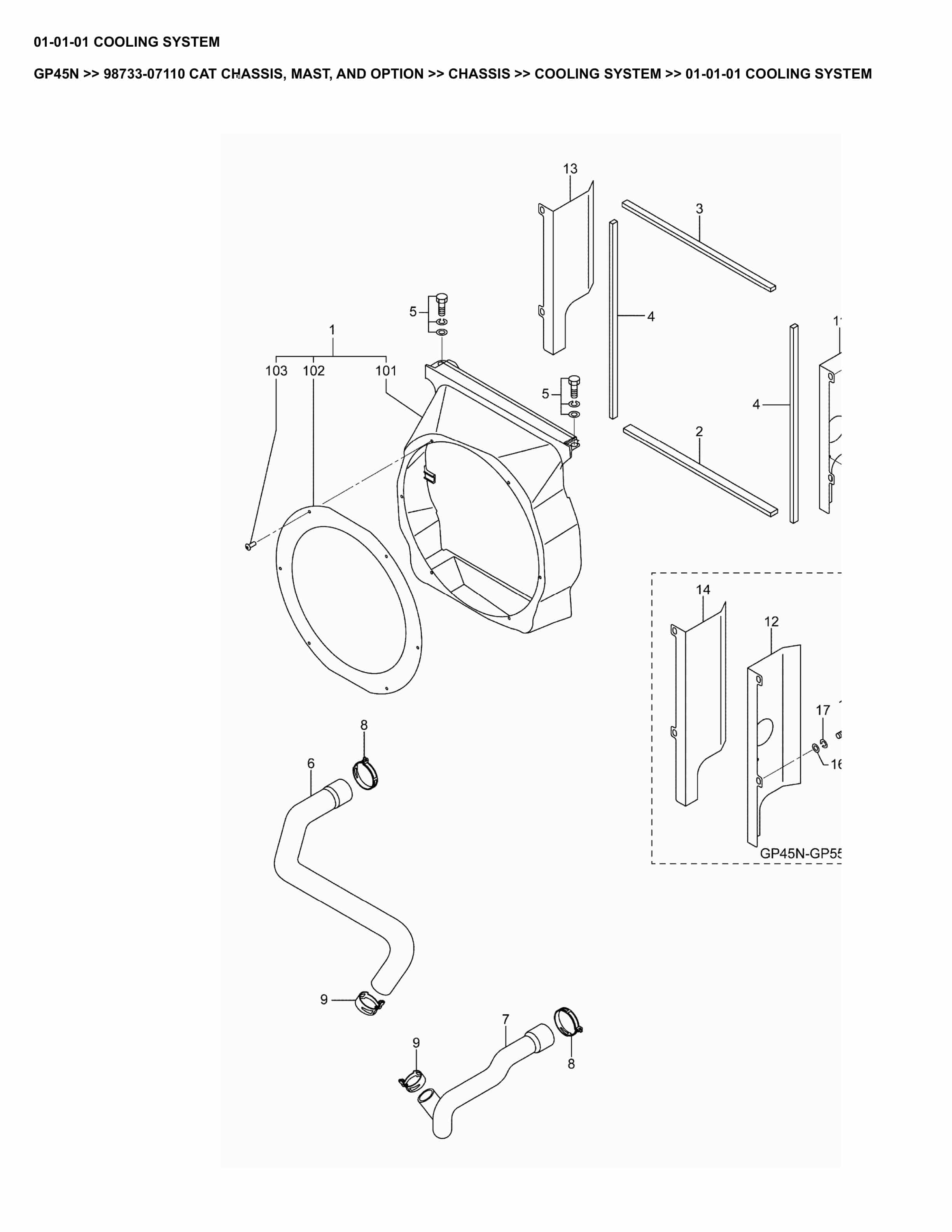 Caterpillar GP45N Parts Manual 98733-07110
