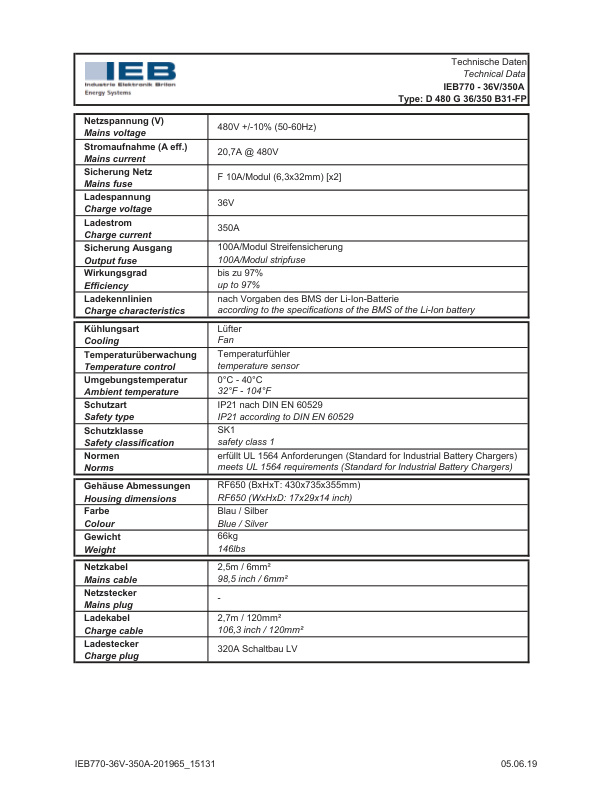 Caterpillar IEB Battery Charger Data Sheet DCLAA-D7709-210-2